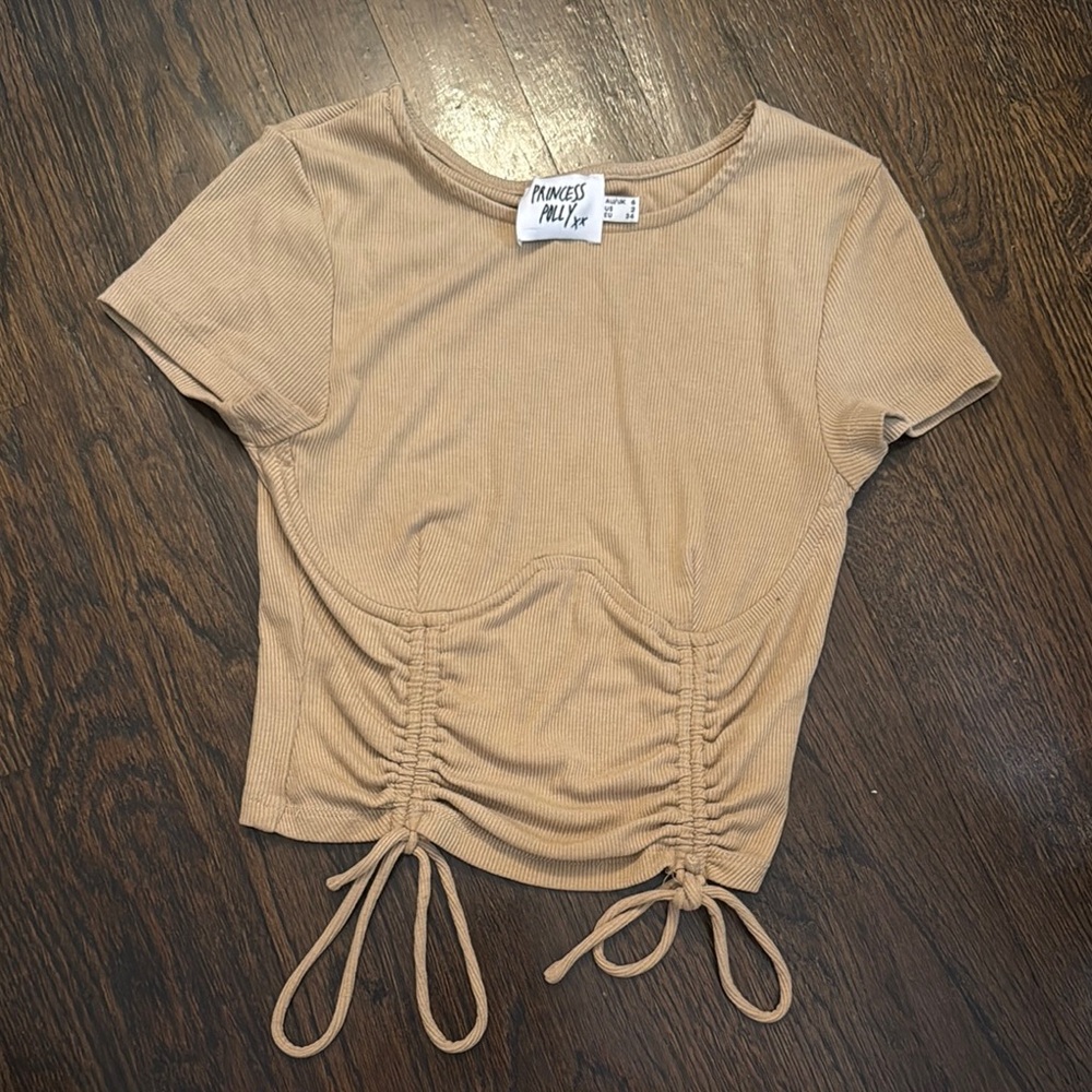 Tan Ruched‎ Crop Top